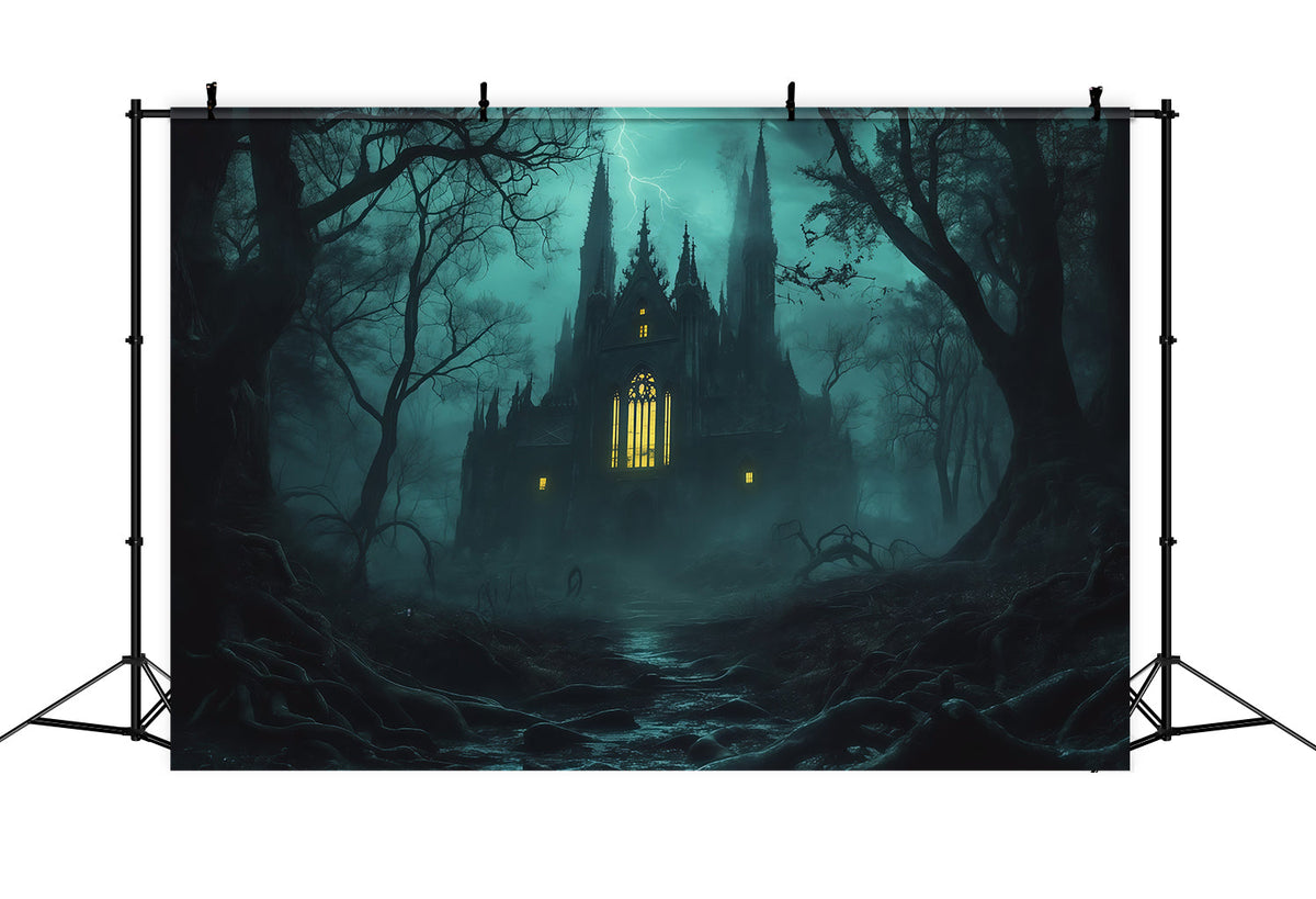 Idées De Décors D'Halloween À Faire Soi-Même Cathédrale Gothique Brumeuse Et Forêt Effrayante RR67-81
