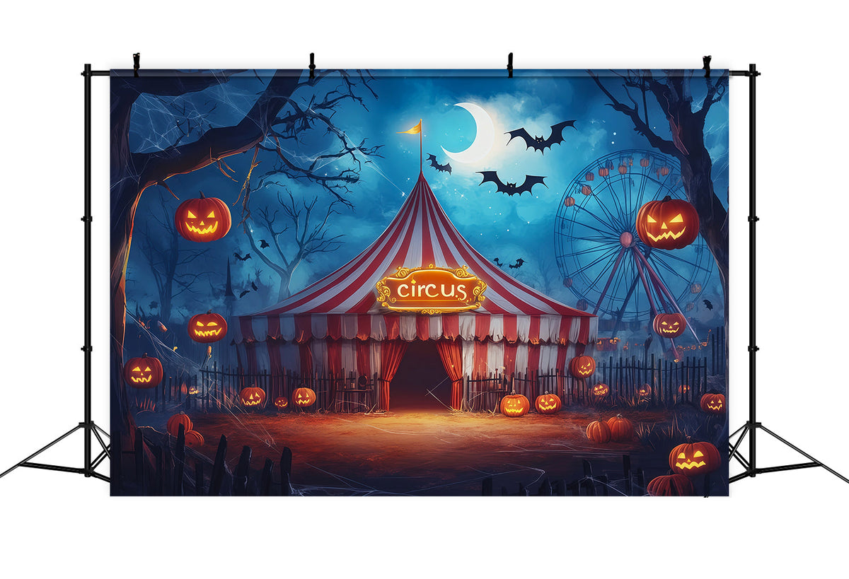 Décors D'Halloween Pour Photos ente Citrouille De Cirque Au Clair De Lune Décor De Cirque D'Halloween RR67-89