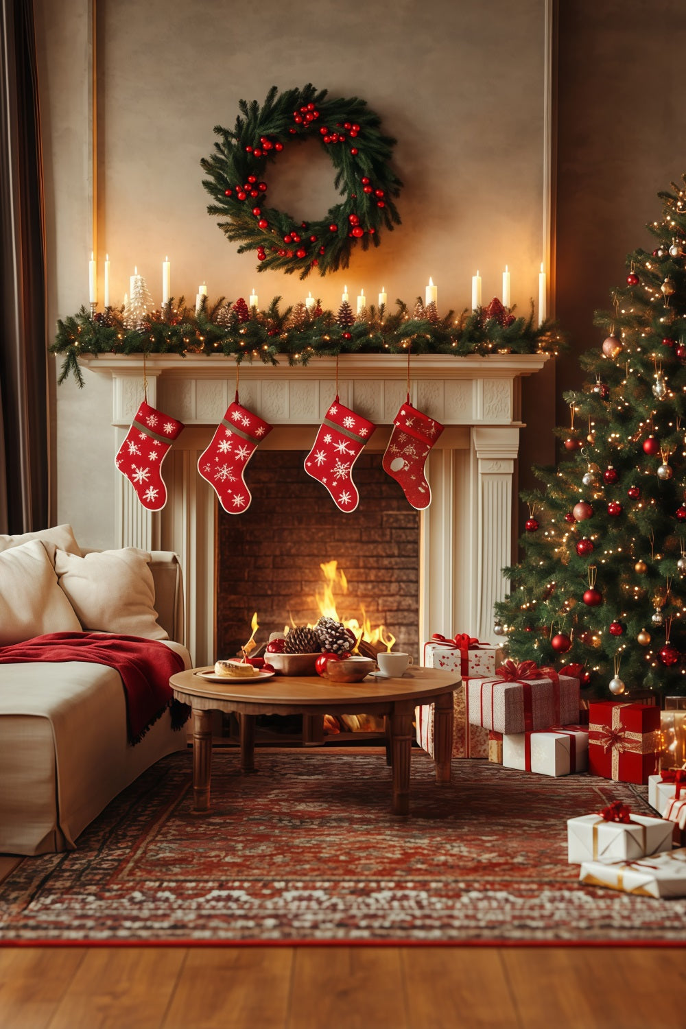 Décor De Noël Pour Salon Chaussettes Douillettes Pour Cheminée Grandes Toiles De Fond De Noël RR68-70