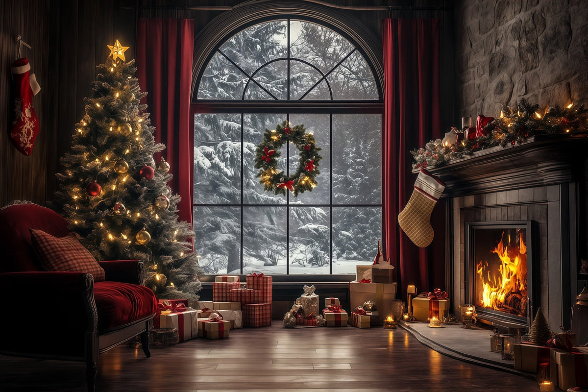 Décor De Vitrine De Noël Salon D'Hiver Élégant Décor Photographique De Noël RR68-75