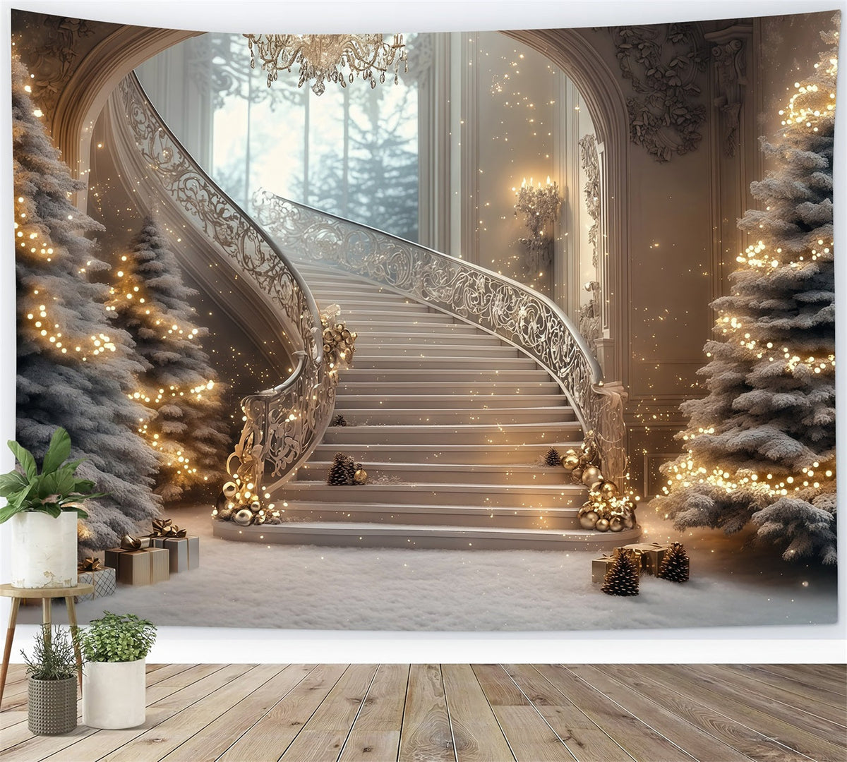 Grand Décor De Noël Grand Escalier Scintillant Décor De Noël RR69-2