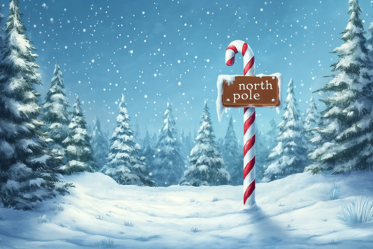 Décor De Noël Du Pôle Nord Forêt Enneigée D'Hiver Décors De Noël RR69-68