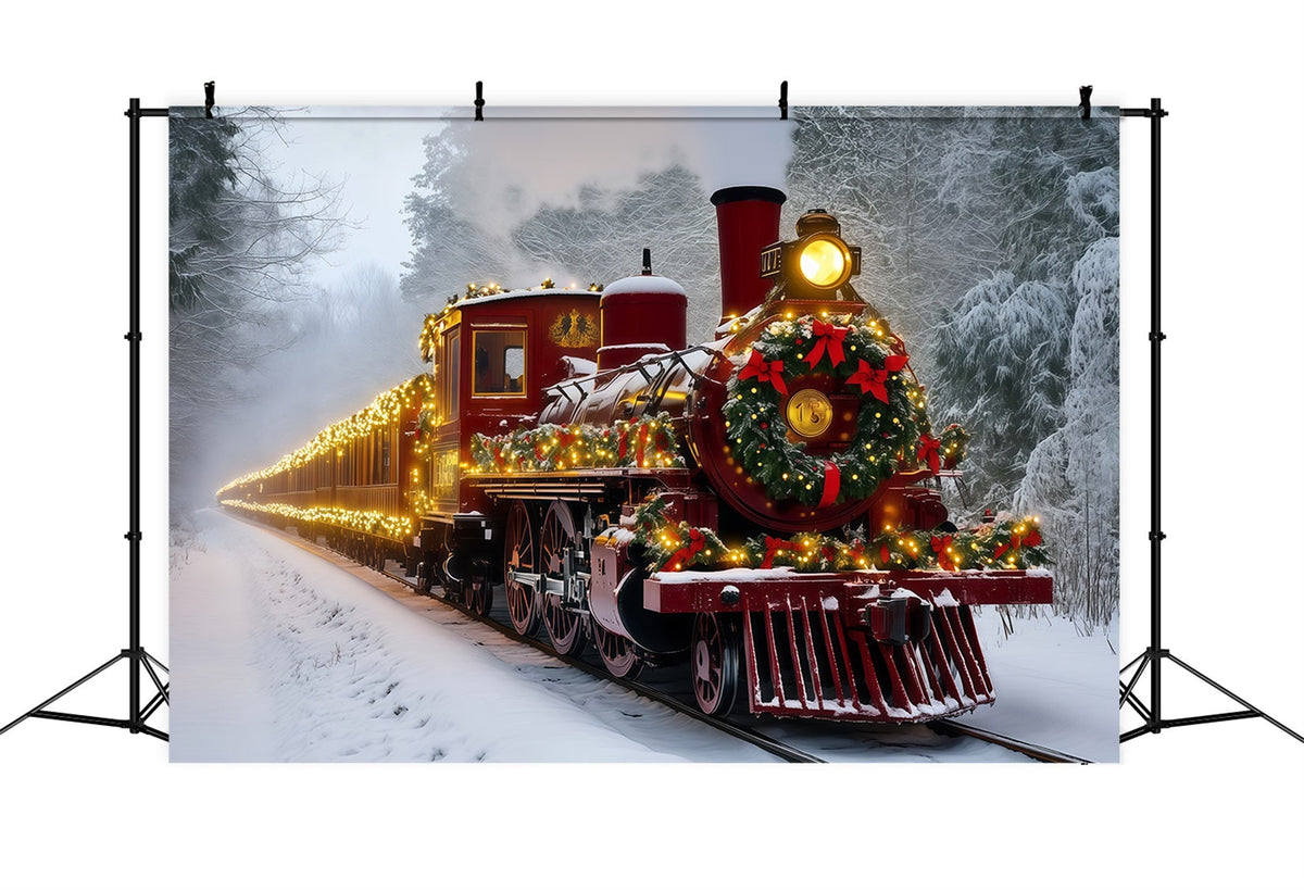 Fond De Train De Noël Train Rouge Enneigé Décors De Noël RR69-93