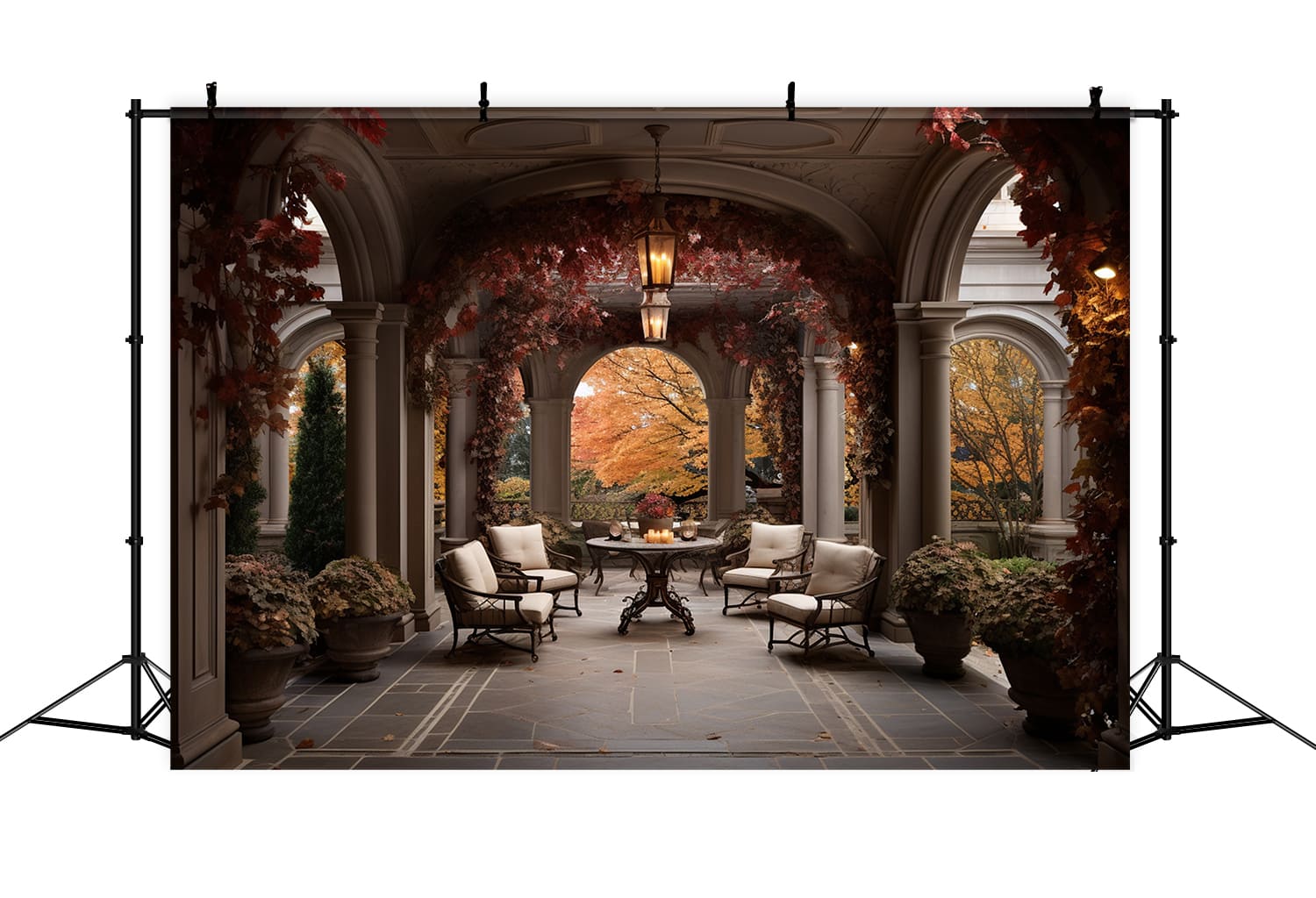 Toile de Fond de Cour Décorée avec Feuilles d'Érable d'Automne RR7-168