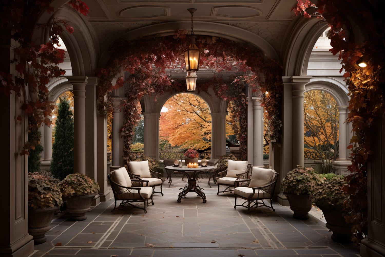 Toile de Fond de Cour Décorée avec Feuilles d'Érable d'Automne RR7-168