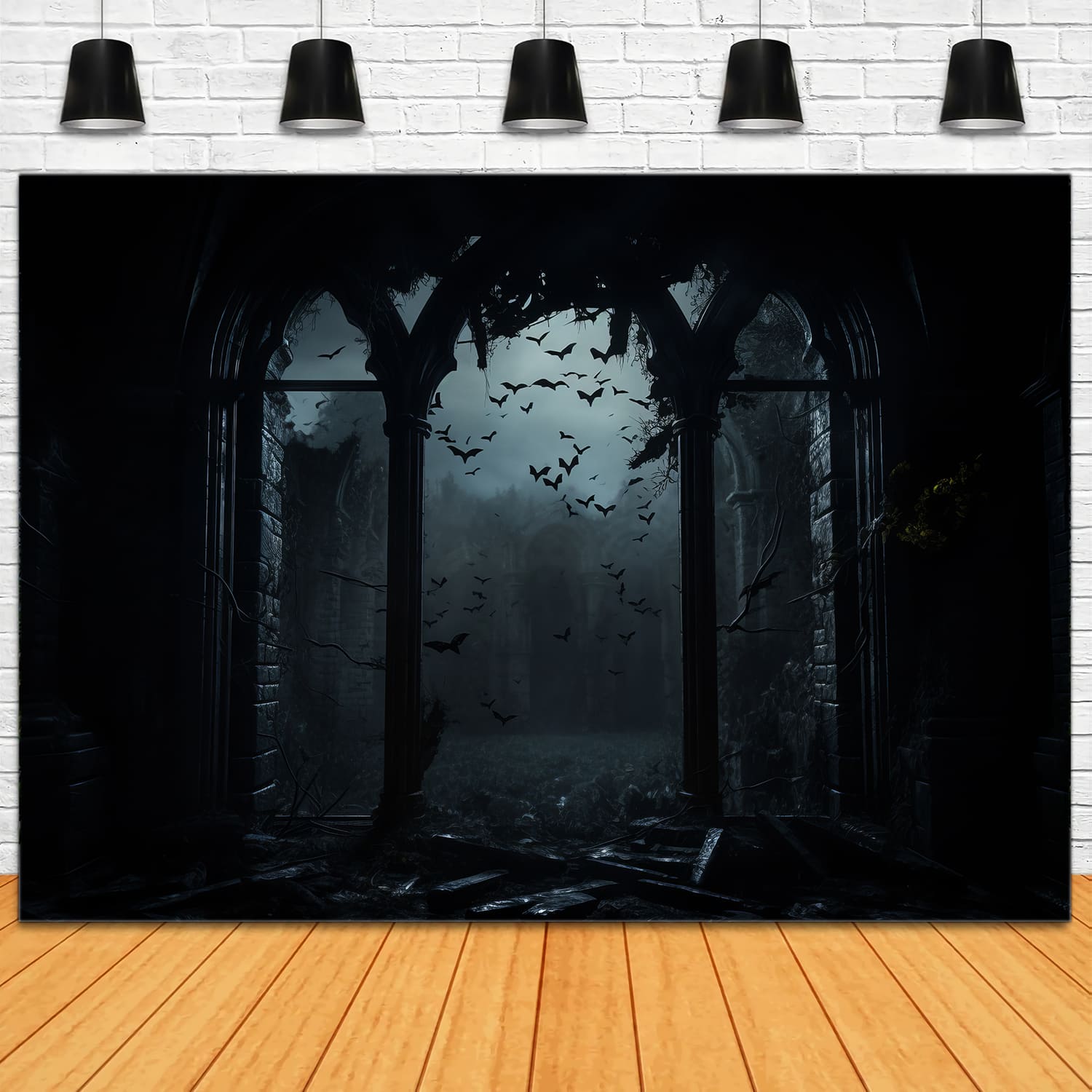 Toile de Fond de Photographie de Cimetière Gothique d'Halloween RR7-47