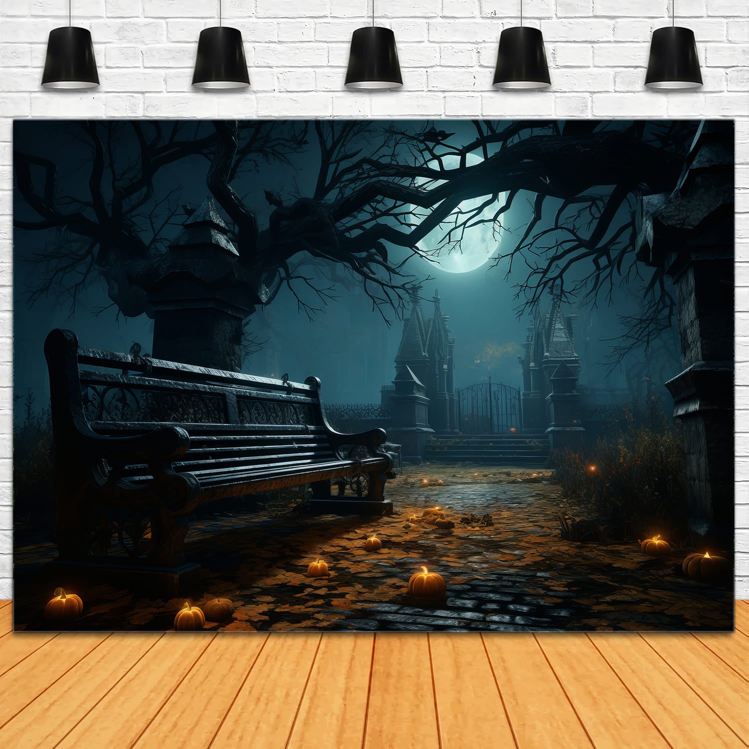 Toile de Fond de Carrefour de Cimetière Fantomatique d'Halloween RR7-56