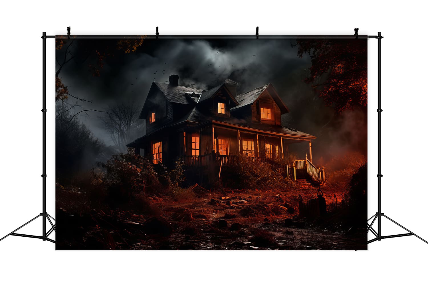 Toile de Fond de Photographie de Maisons Hantées d'Halloween RR7-58