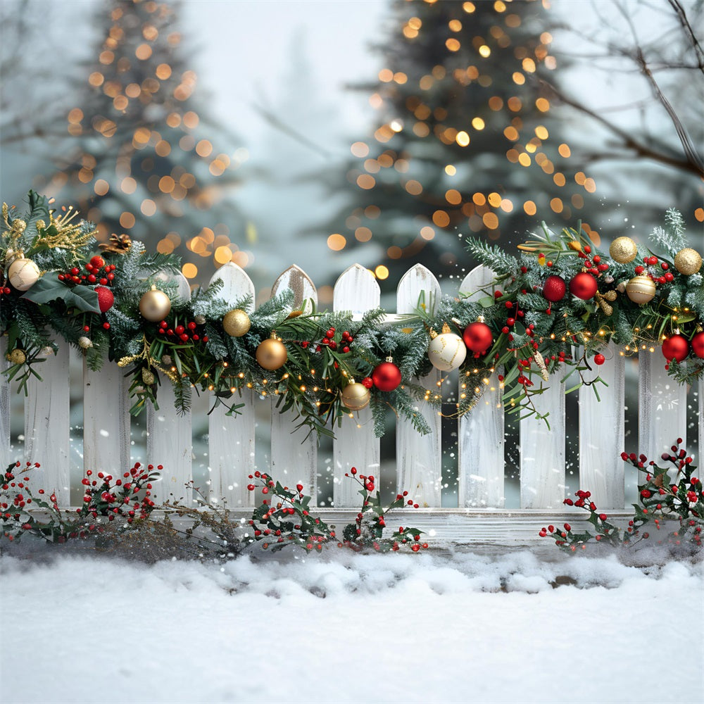 Toile de fond de Noël Clôture Joyeuse avec Guirlande RR7-580