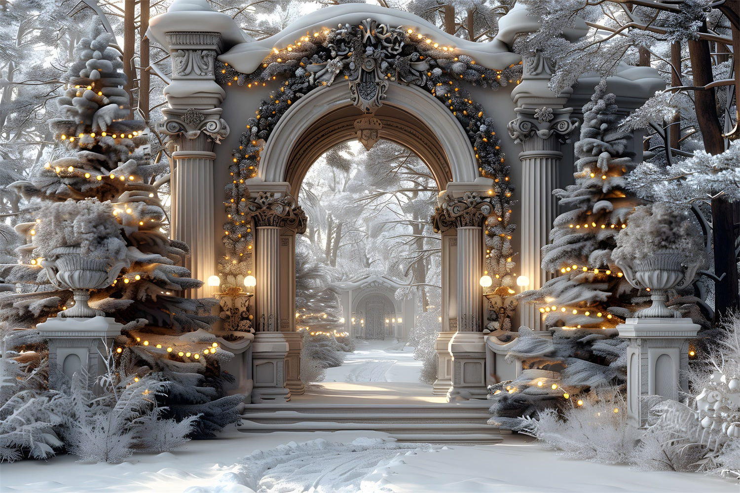 Toile de fond de Noël Arche Enchantée Merveilleuse RR7-591