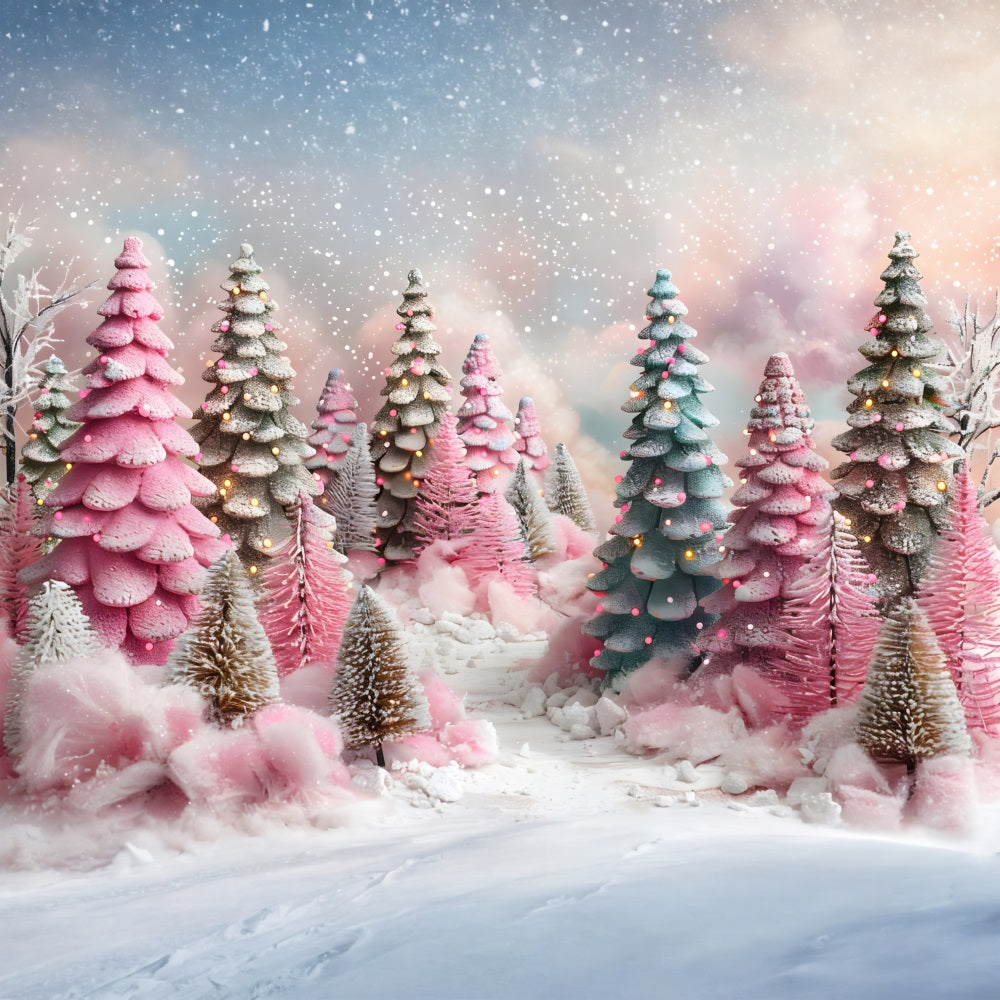 Toile de fond de Noël Forêt de Fantaisie Pastel RR7-599