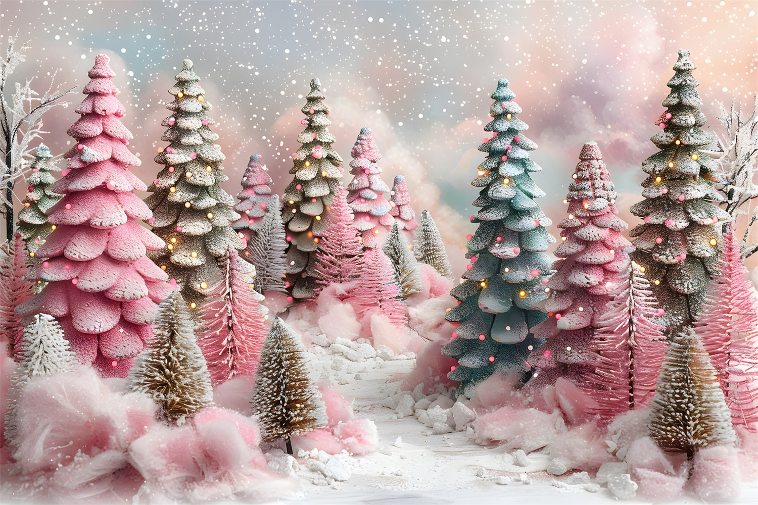 Toile de fond de Noël Forêt de Fantaisie Pastel RR7-599