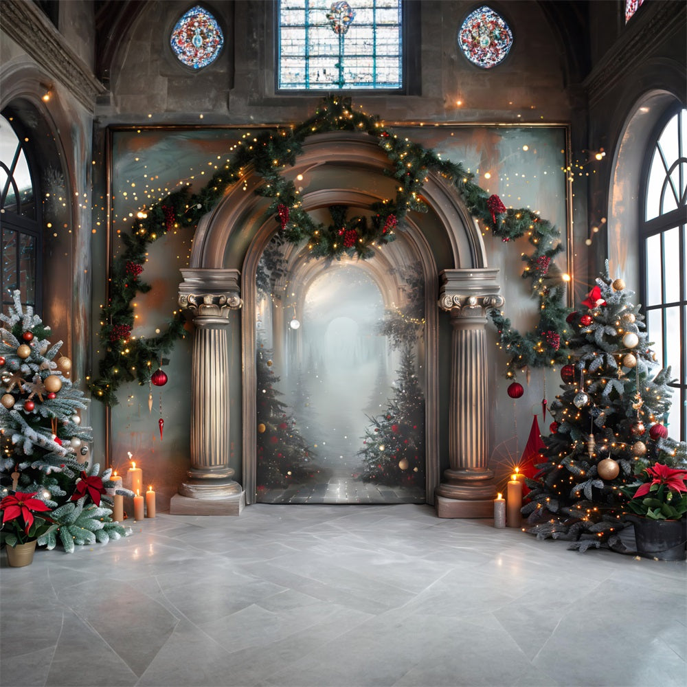 Toile de fond de Noël Entrée Élégante en Arche RR7-610