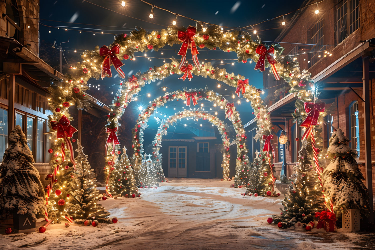Toile de fond de Noël Arche Lumineuse Festive RR7-623