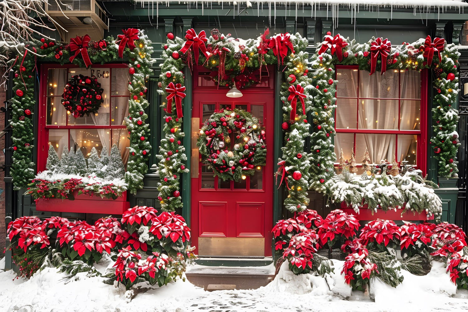 Toile de fond de Noël Vitrine de Boutique Festive RR7-637