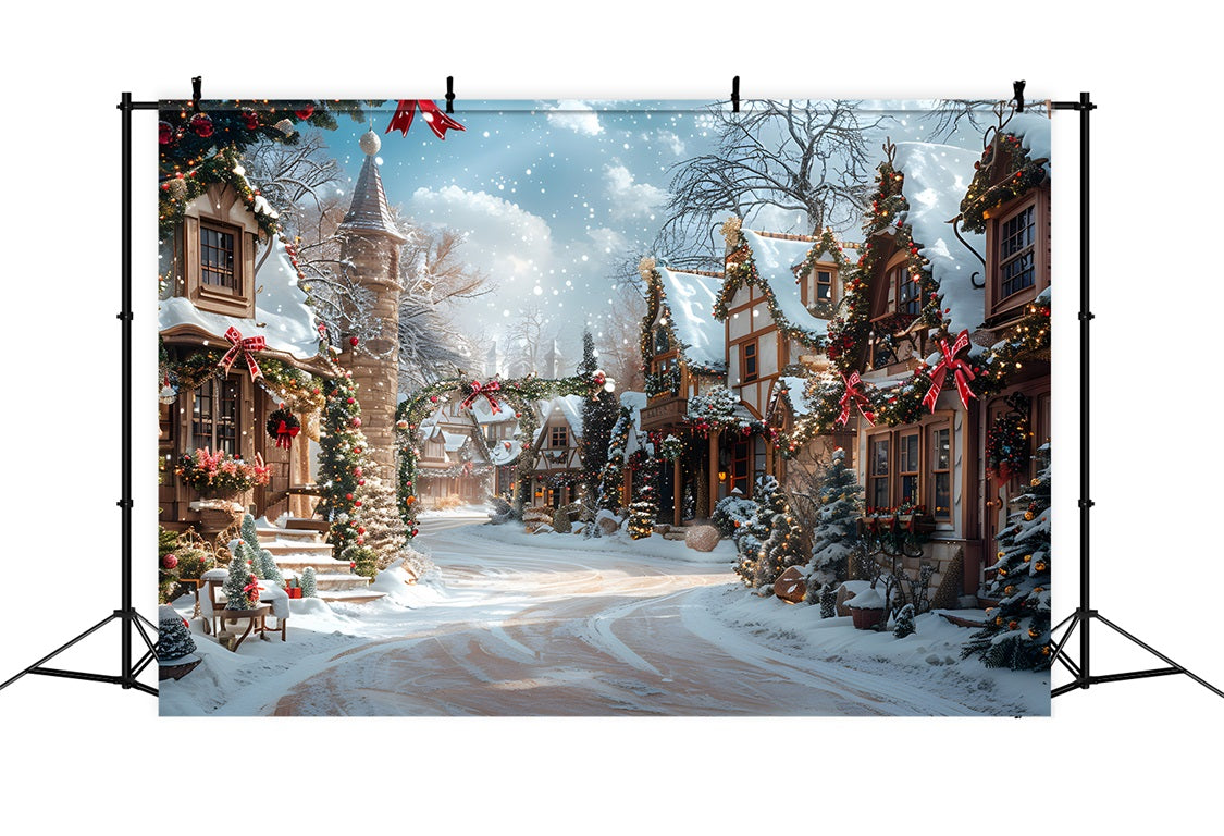 Toile de fond de Noël Rue Magique du Village RR7-639