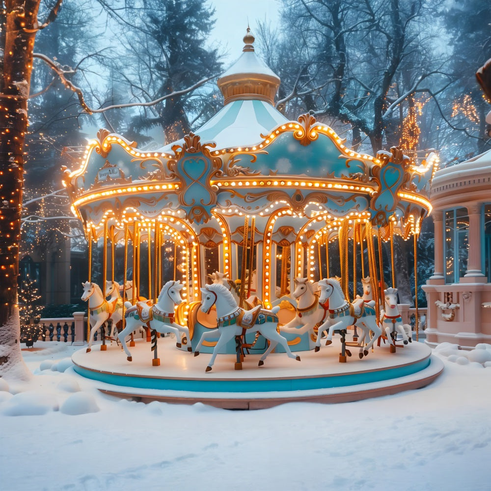 Toile de fond de Noël Carrousel Enchanté Hiver Merveilleux RR7-650