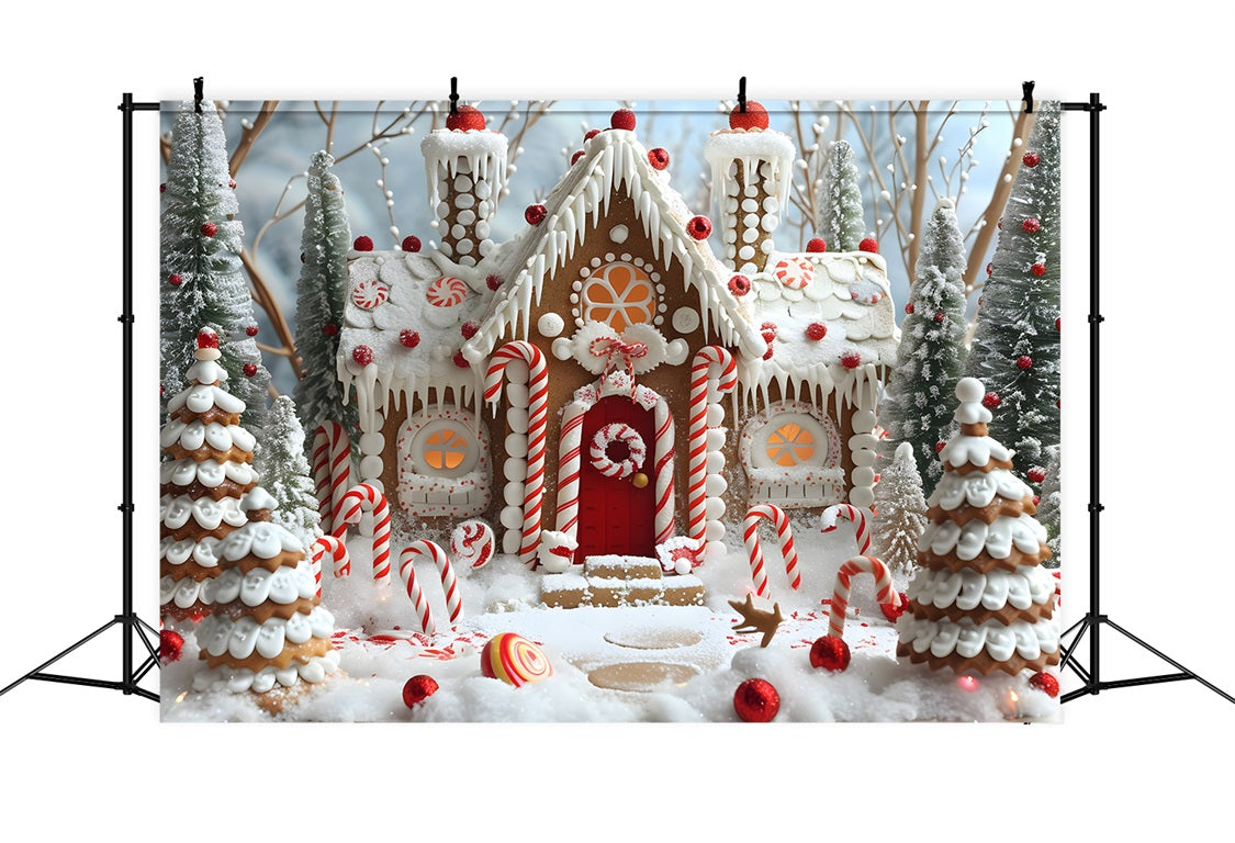 Toile de fond de Noël Maison en Pain d’Épice et Sucre d’Orge RR7-656