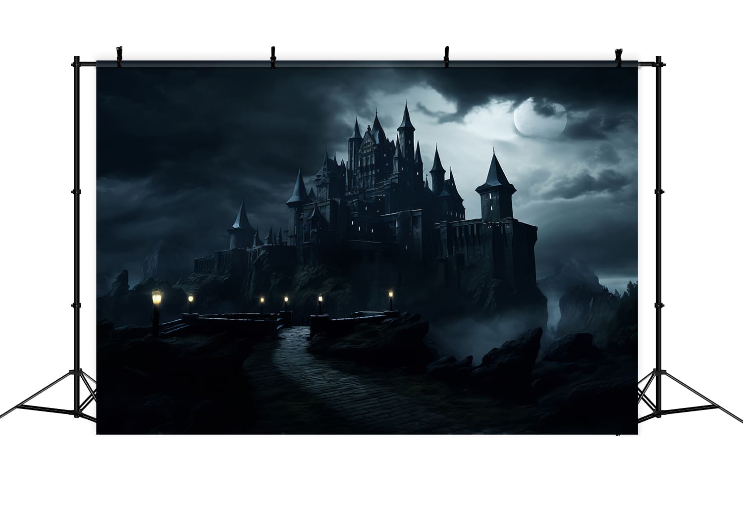 Toile de Fond de Photographie de Château Gothique Effrayant d'Halloween RR7-70
