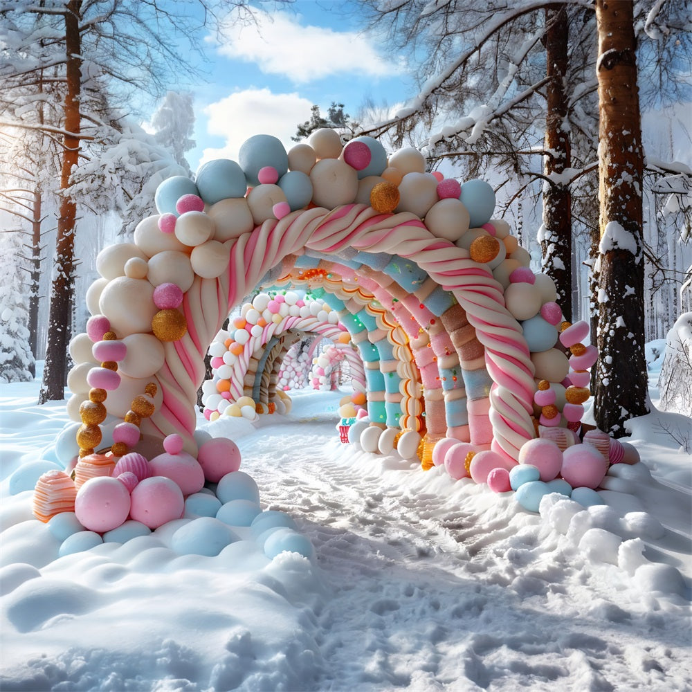Toile de fond de Noël Arche du Pays des Bonbons avec Délices Givrés RR7-703