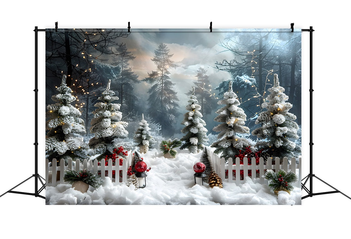 Toile de fond de Noël Forêt Hivernale Merveilleuse RR7-706