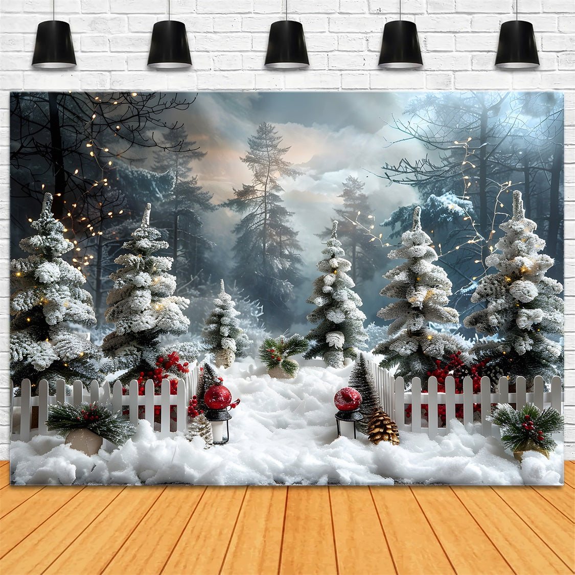 Toile de fond de Noël Forêt Hivernale Merveilleuse RR7-706