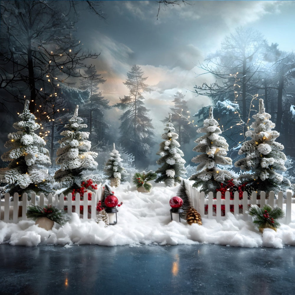 Toile de fond de Noël Forêt Hivernale Merveilleuse RR7-706