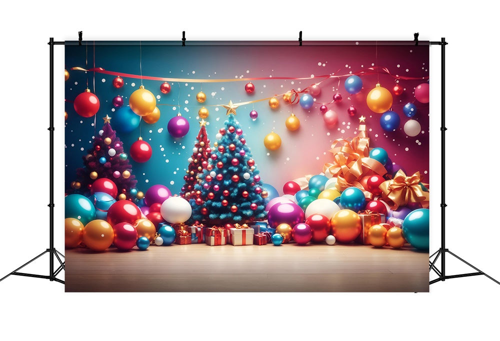 Toile de fond de Boules de Noël et Lumières Colorées RR7-724