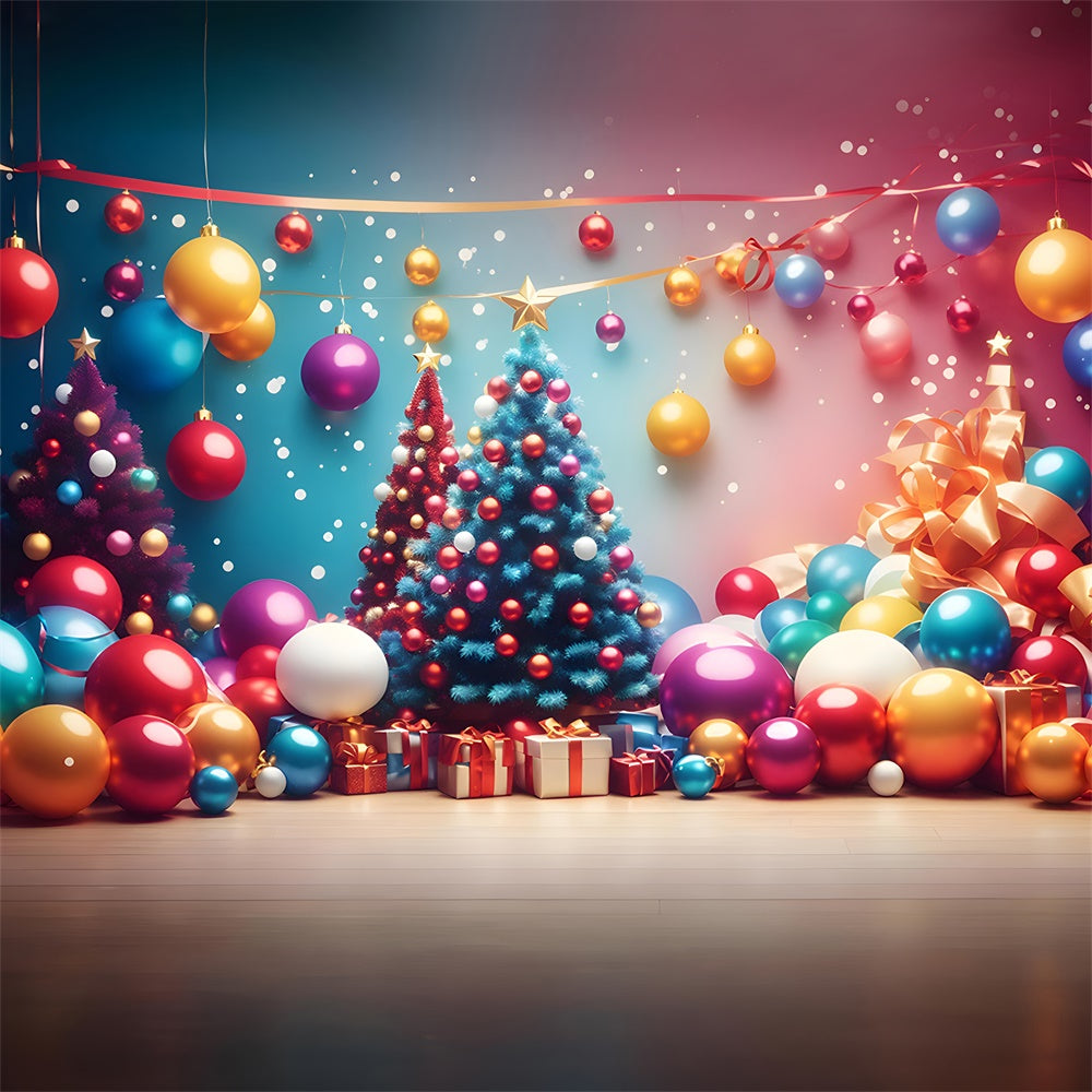 Toile de fond de Boules de Noël et Lumières Colorées RR7-724