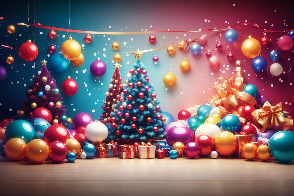 Toile de fond de Boules de Noël et Lumières Colorées RR7-724