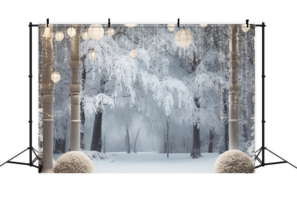 Toile de fond de Forêt avec Lumières et Arbre de Noël RR7-744