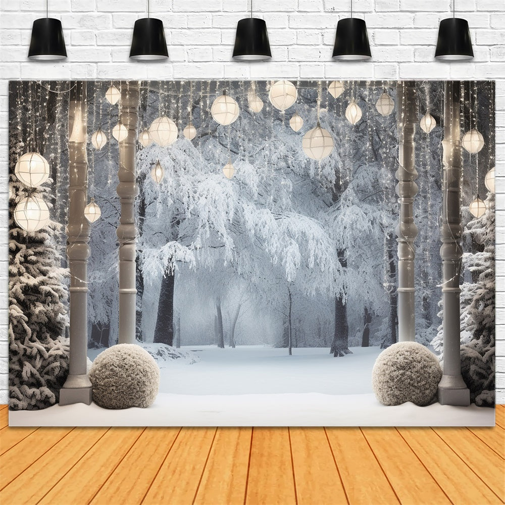 Toile de fond de Forêt avec Lumières et Arbre de Noël RR7-744