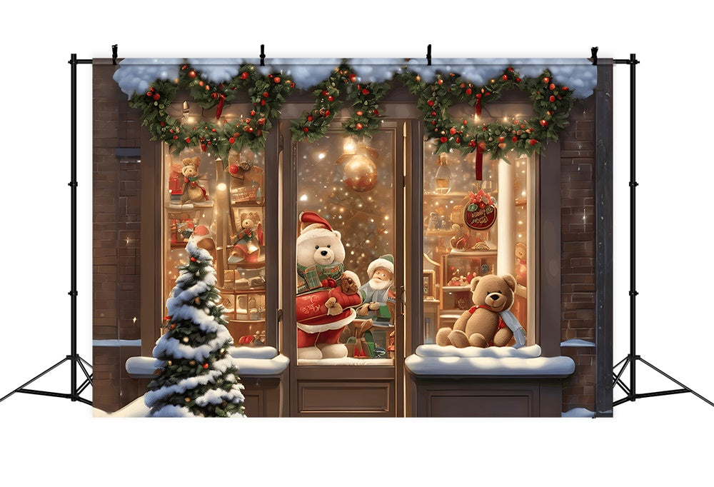 Toile de fond de Boutique de Jouets Neigeuse de Noël RR7-745