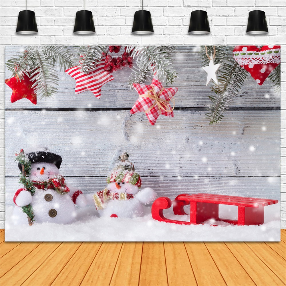 Toile de fond de Mur en Bois avec Décorations de Noël RR7-842