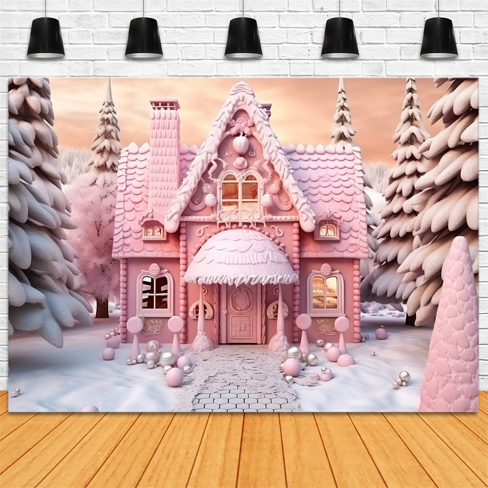 Toile de fond de Chariot de Magasin de Bonbons Rose de Noël RR7-845