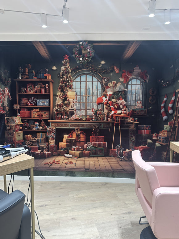 Toile de fond de Père Noël avec Maison de Noël RR7-853