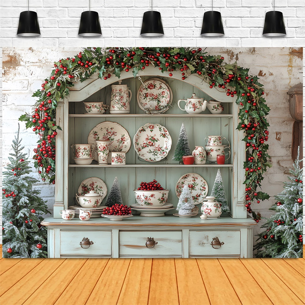 Toile de fond Placard Cuisine Guirlandes de Noël RR8-117