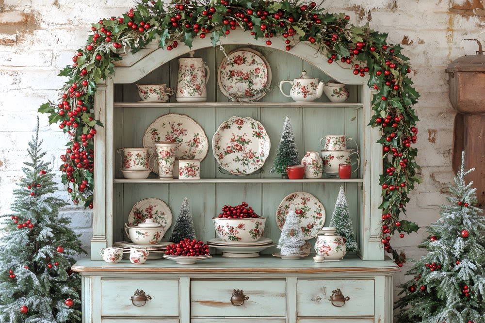 Toile de fond Placard Cuisine Guirlandes de Noël RR8-117