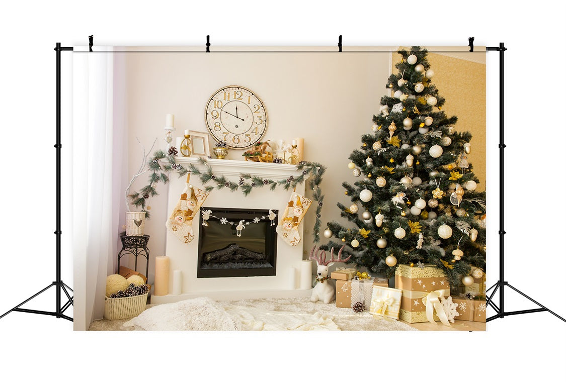 Toile de Fond Confortable de Foyer et de Chaussettes de Noël RR8-136