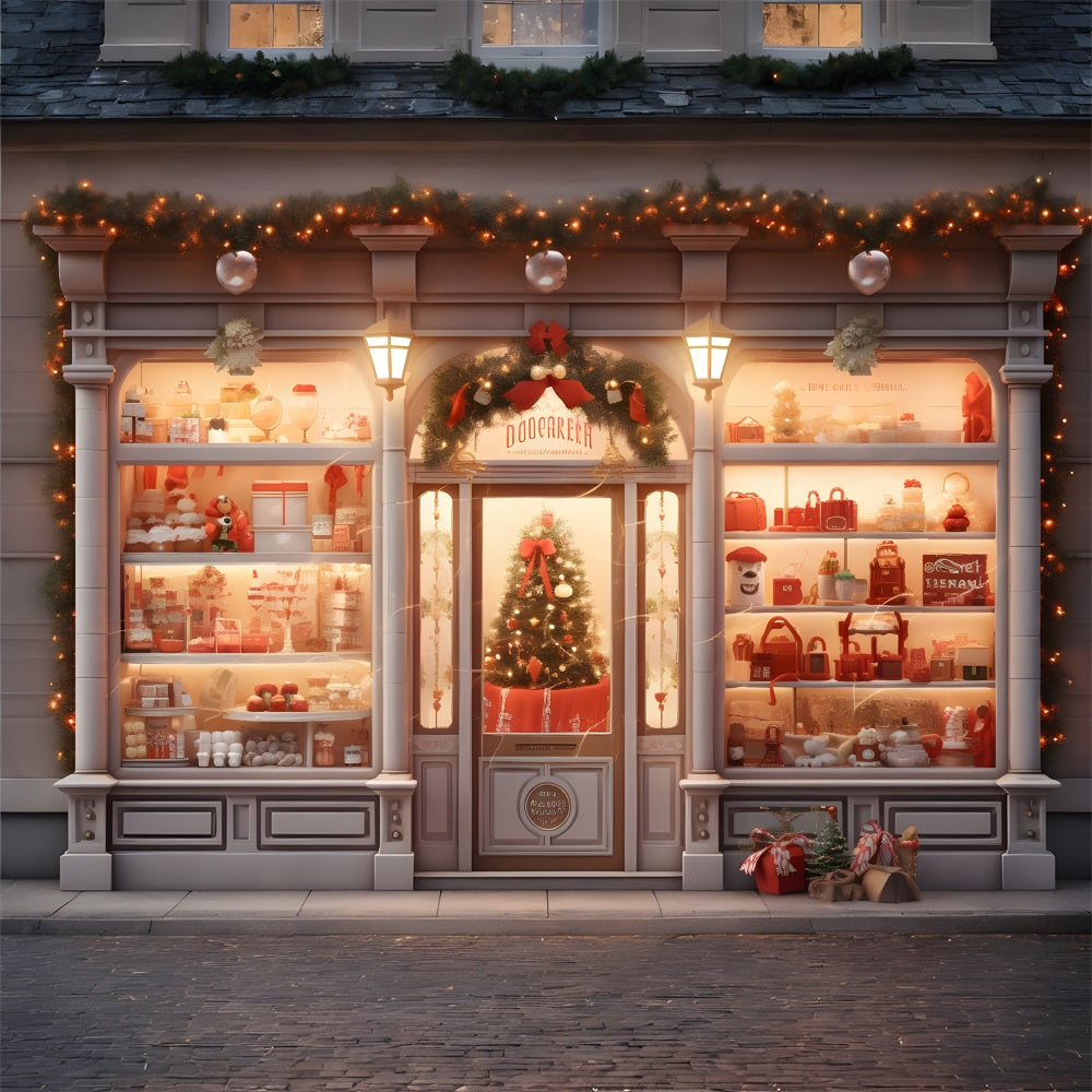 Toile de Fond Élégante de Vitrine avec Arbre de Noël RR8-144
