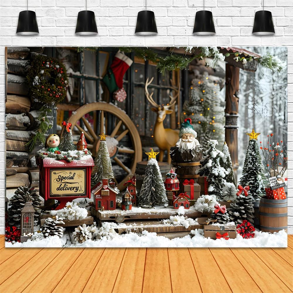 Toile de fond Décors Sapins et Neige de Noël RR8-20