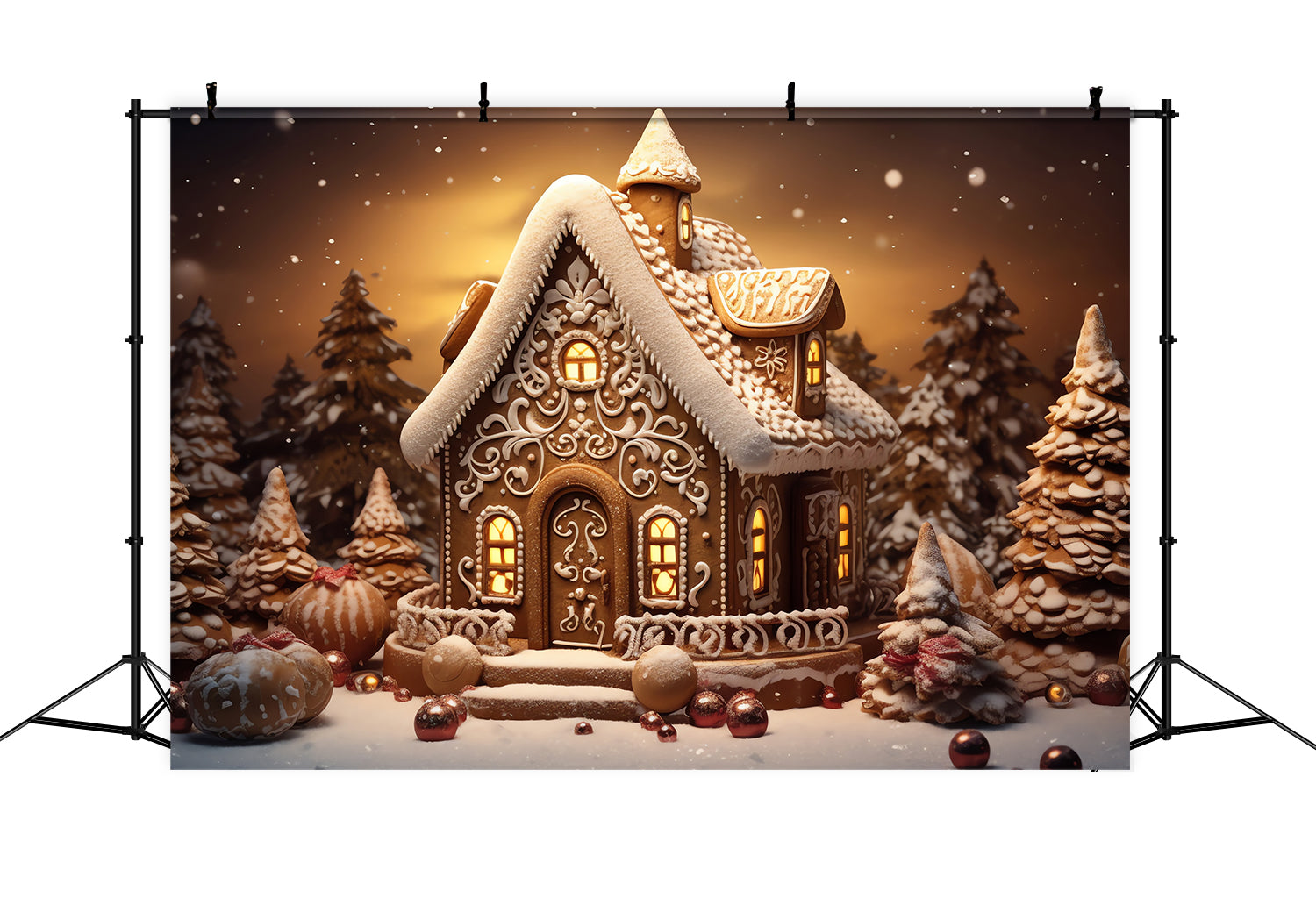 Toile de Fond de Grange Hivernale Enchantée de Noël RR8-207
