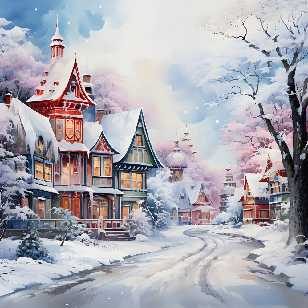 Toile de Fond de Maison du Pays des Merveilles de Noël RR8-209