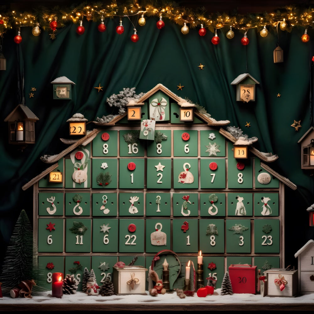 Toile de Fond de Calendrier de l'Avent avec Décor Rustique de Noël RR8-226
