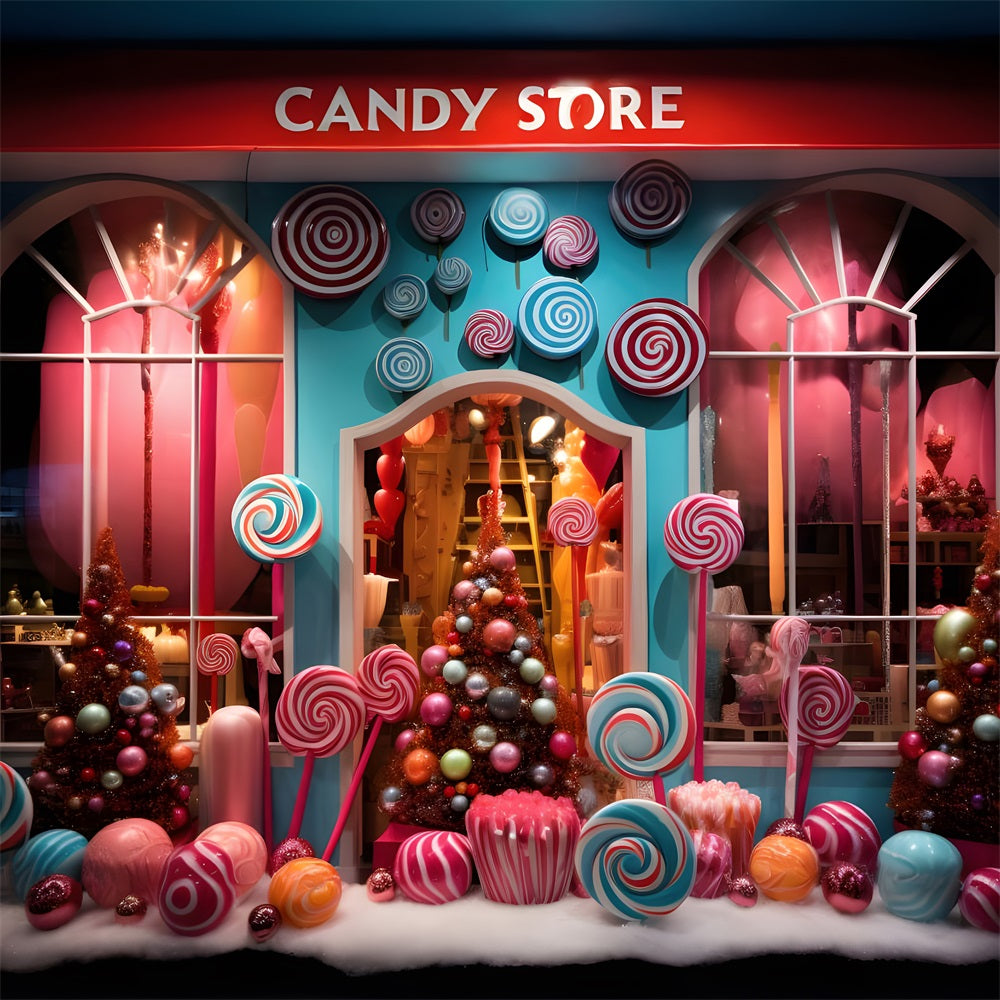 Toile de Fond Magique de Vitrine de Magasin de Bonbons de Noël RR8-232