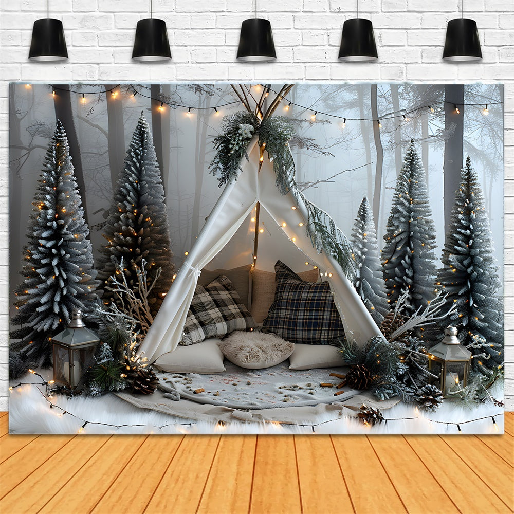 Toile de fond Forêt de Sapins Tente de Noël RR8-25