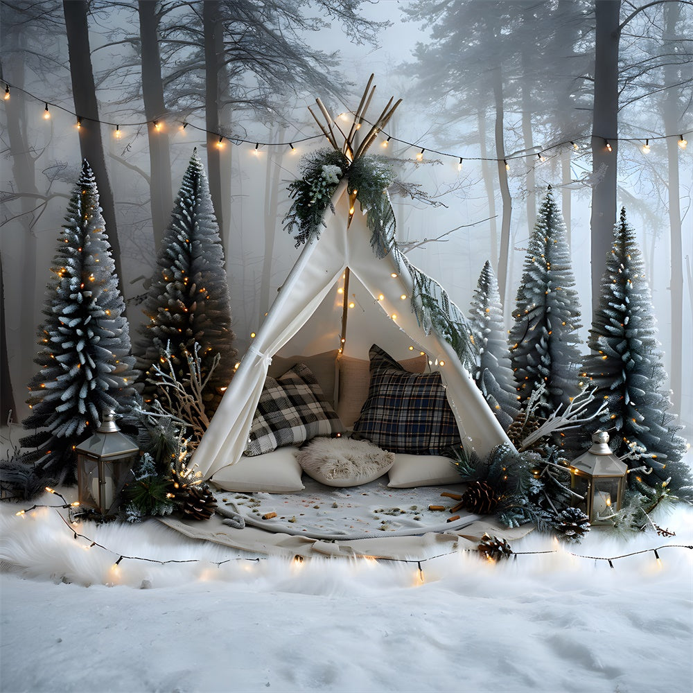 Toile de fond Forêt de Sapins Tente de Noël RR8-25