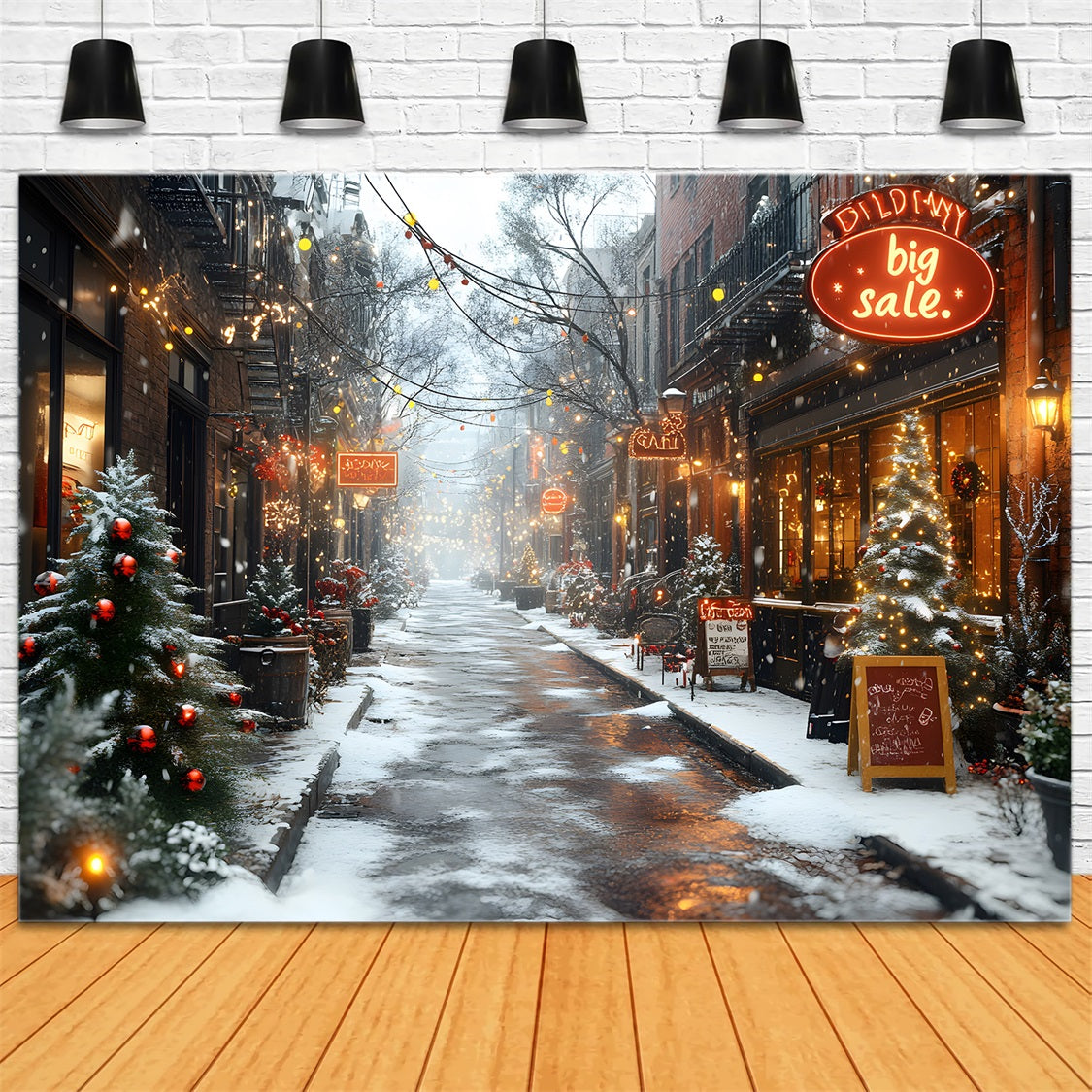 Toile de Fond de Vente d'Hiver Festive dans la Rue de Noël RR8-256