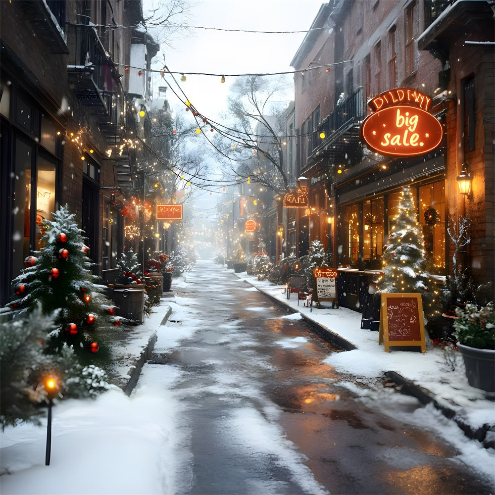 Toile de Fond de Vente d'Hiver Festive dans la Rue de Noël RR8-256