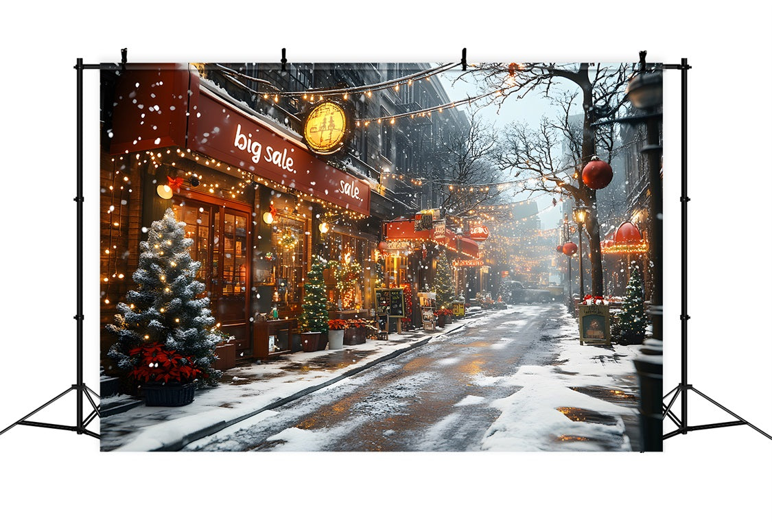 Toile de Fond Charmante de Vitrine de Magasin avec Lumières de Noël RR8-257